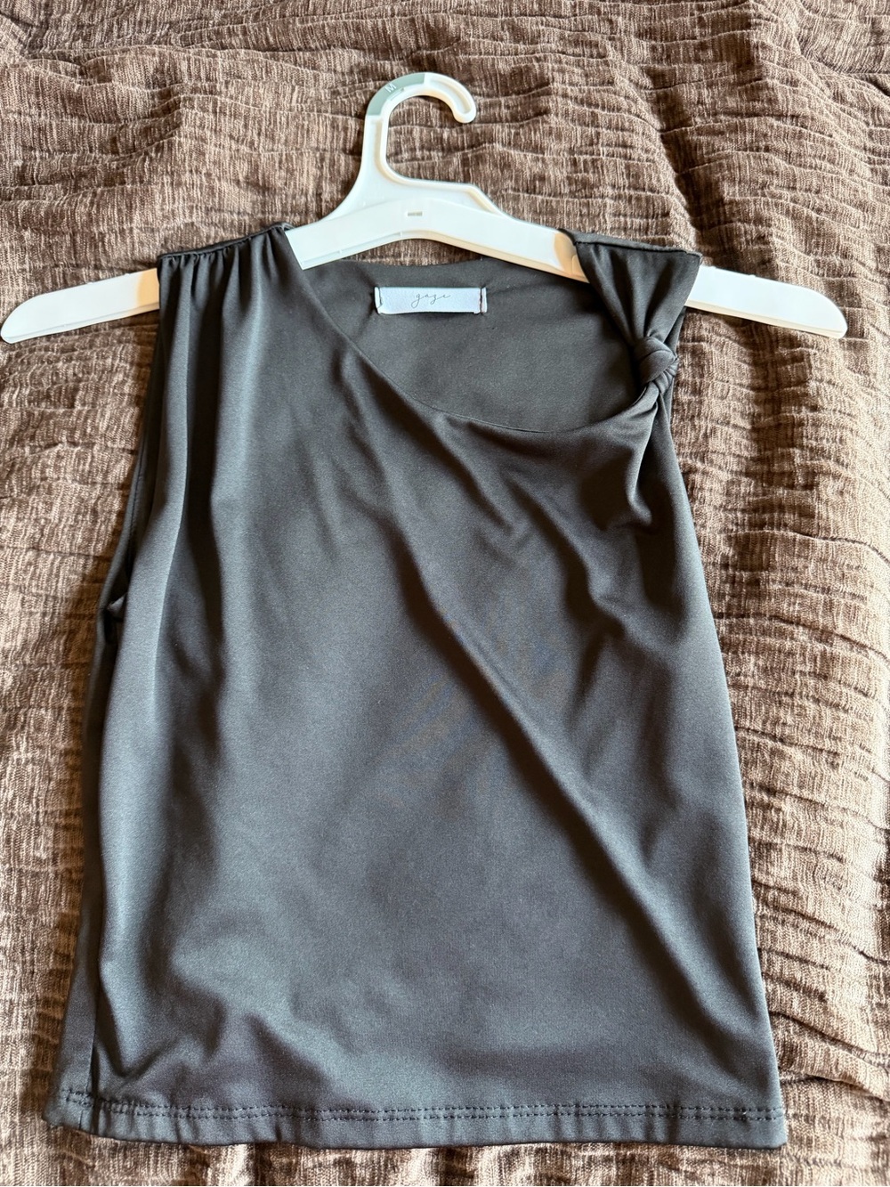 Black Twist-Shoulder Tank Top